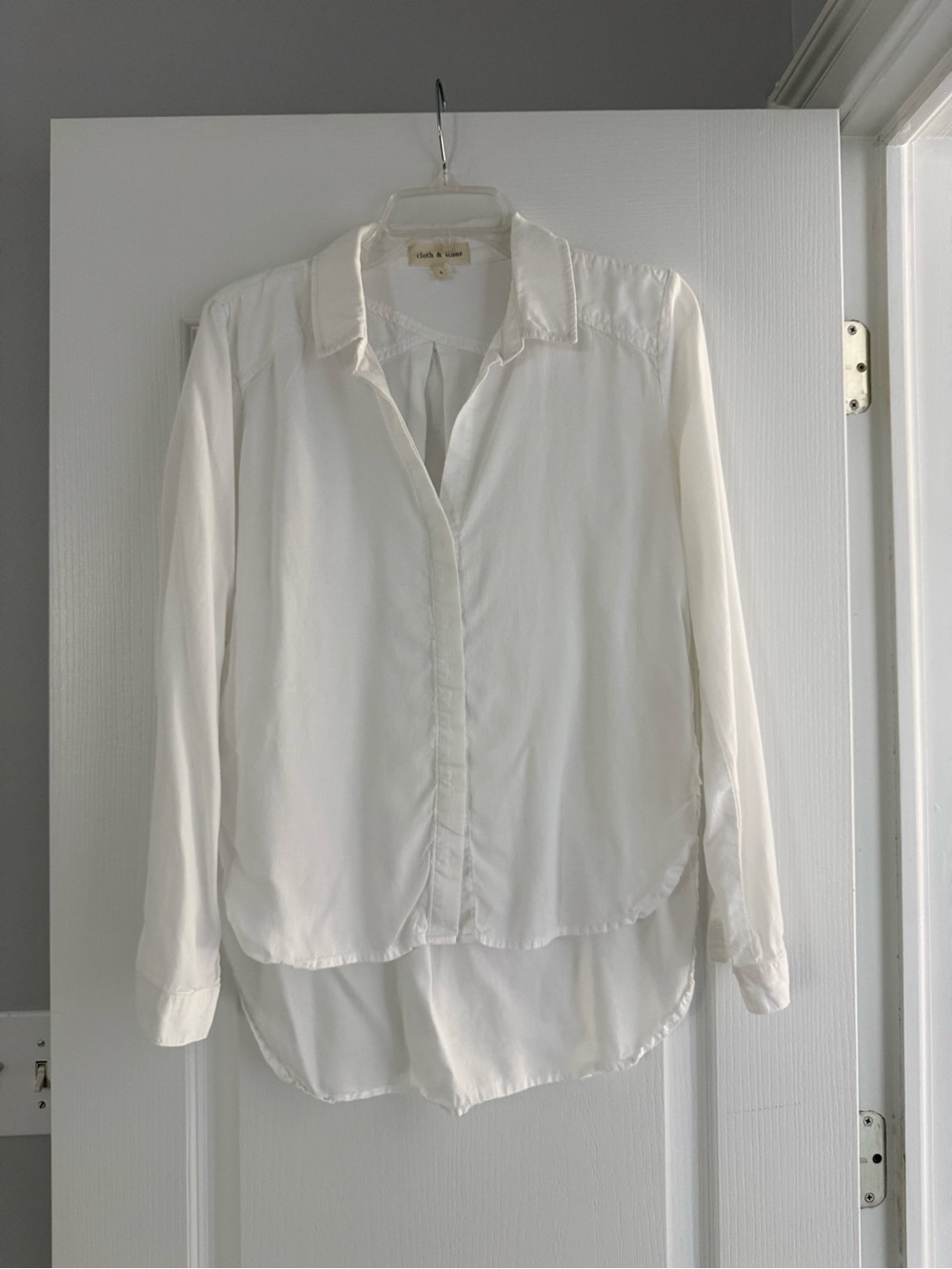 cloth & stone White Layered Hem Button-Down Shirt